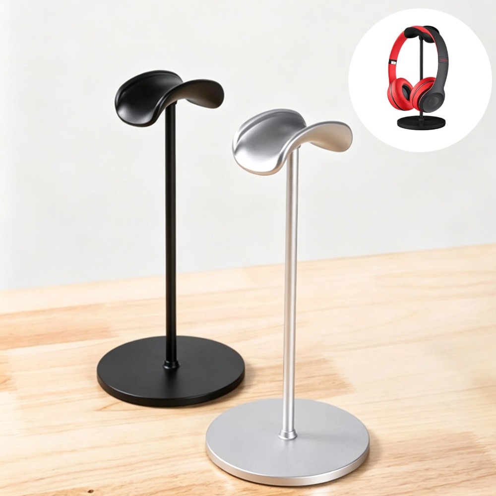 Headset Stand - デスクトップヘッドホンスタンド カーブ型ABS製ヘッドセットホルダー 滑り止めベース ゲーミング・オフィス用ヘッドセットディスプレイラック