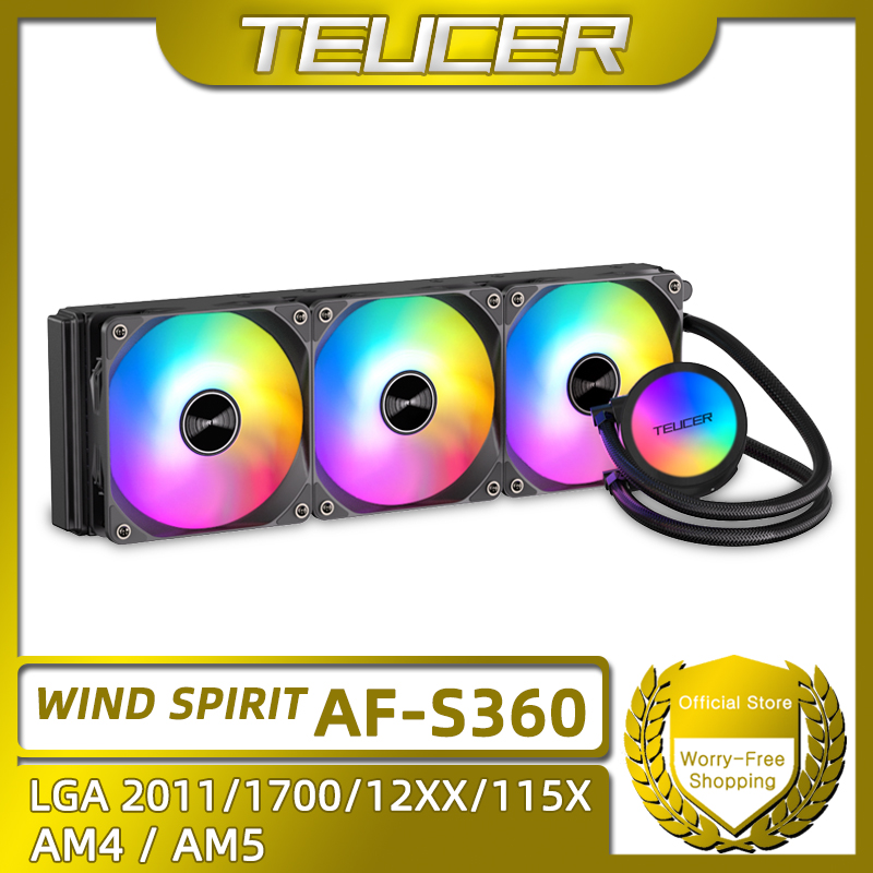 Pc Water Cooling - TEUCER-CPU水冷クーラー,lga 2011,v3 x99マザーボード,サイレントレベル,まばゆいばかりの色,pcクーラー,1700, 1200,115x,am4,AF-S360