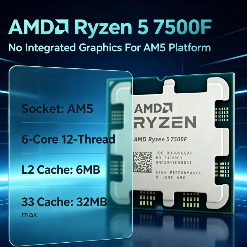Pc Gaming Amd Ryzen 5 - AMD Ryzen 5 7500F デスクトップCPU、6コア12スレッド、AM5ソケット、内蔵グラフィックスなし。ゲーミングPCの組み立てに最適。
