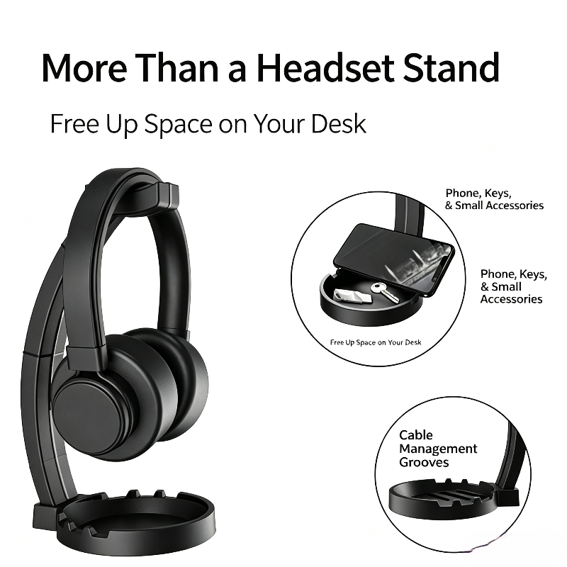 収納トレイ付きのヘッドホンスタンド。デスクトップ用ヘッドセッ - Headset Stand のレビューと価格