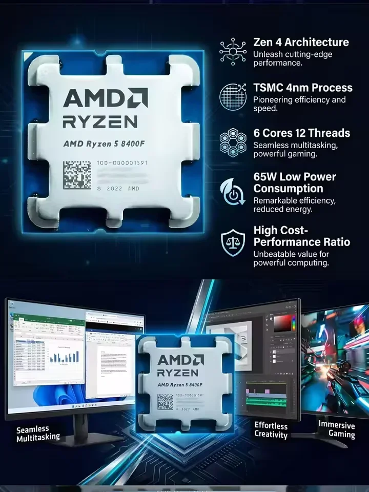 オリジナルAMD Ryzen 5 8400F CPU、6コア - Pc Gaming Amd Ryzen 5 のレビューと価格