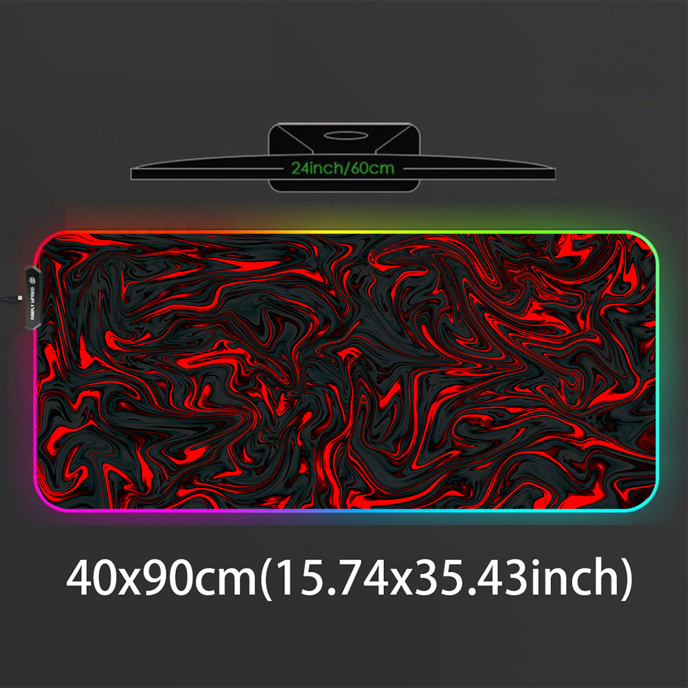 マウスパッド RGB マウスパッド 赤と黒の液体大理石テクス - Pc Gaming Liquid のレビューと価格