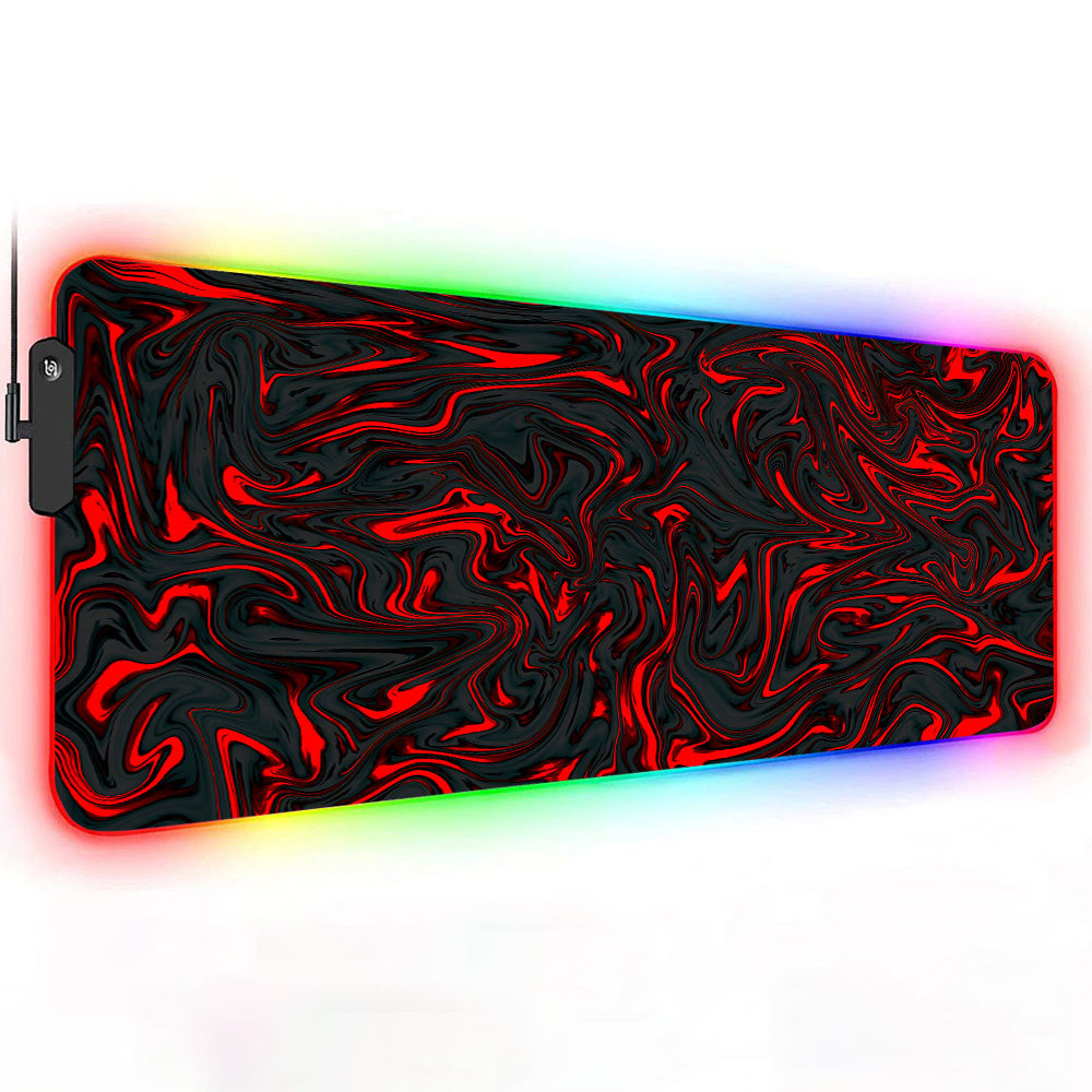 マウスパッド RGB マウスパッド 赤と黒の液体大理石テクス - Pc Gaming Liquid のレビューと価格