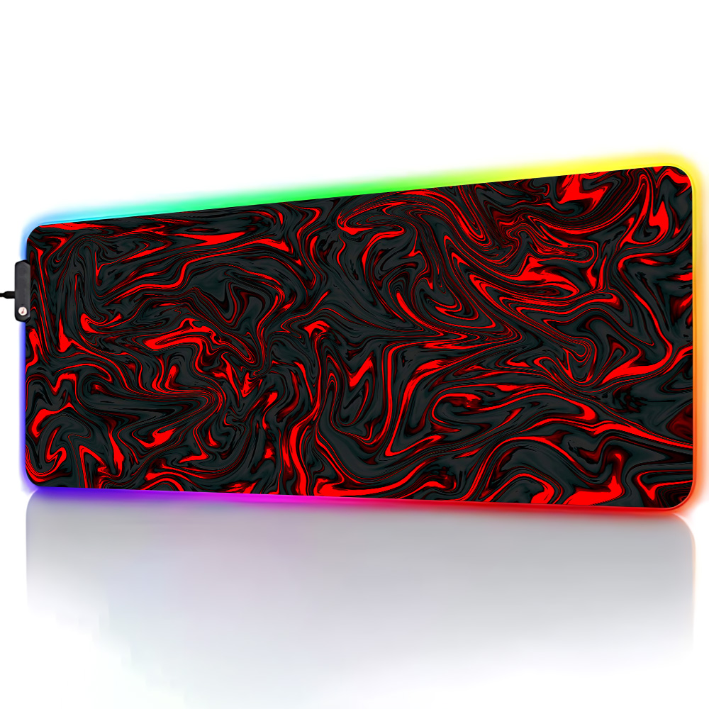 マウスパッド RGB マウスパッド 赤と黒の液体大理石テクス - Pc Gaming Liquid のレビューと価格