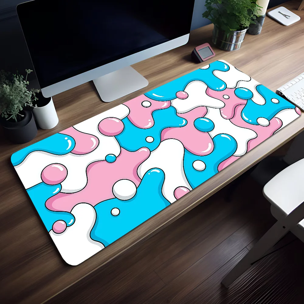 CIFBUY 抽象的な液体模様の大型デスクマット。青と白の配 - Pc Gaming Liquid のレビューと価格