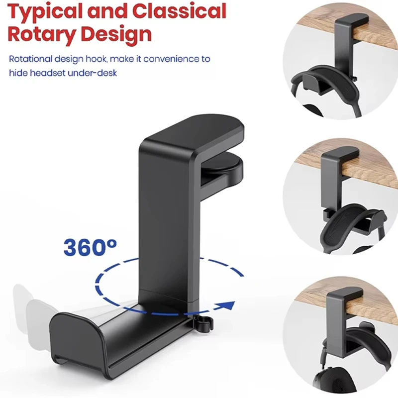 ノーパンチテーブルクリップフックヘッドホンホルダー360度回 - Headset Stand のレビューと価格
