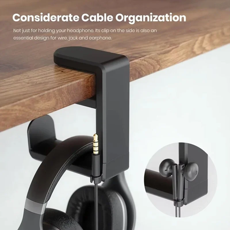 ノーパンチテーブルクリップフックヘッドホンホルダー360度回 - Headset Stand のレビューと価格