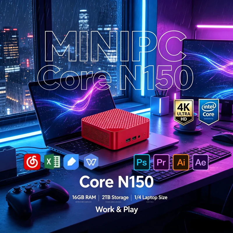 赤色ミニPC、インテルセレロンN150、Win11、16GB - Pc Gaming Editing のレビューと価格