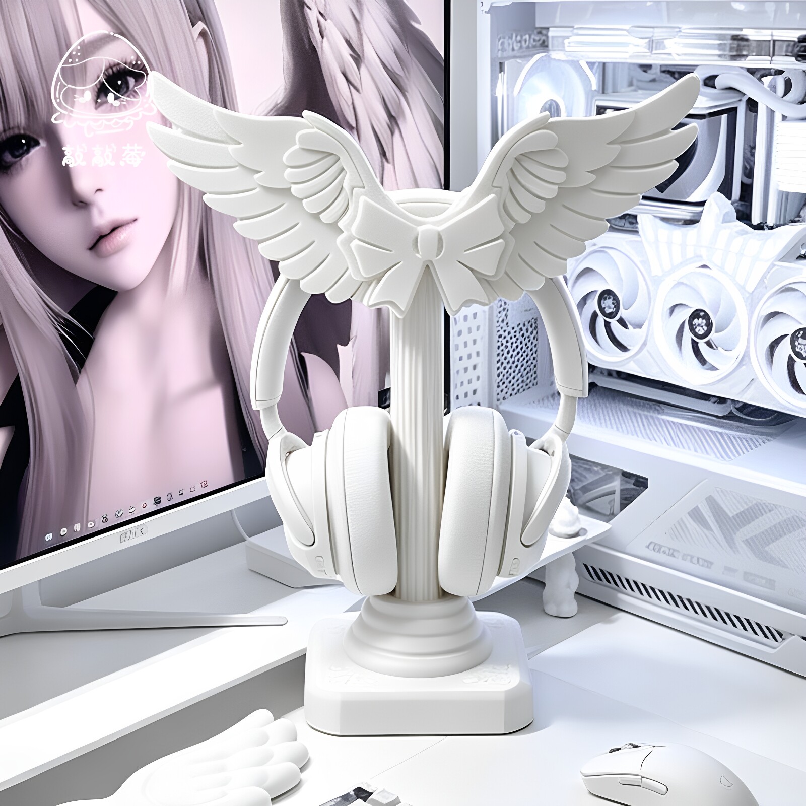かわいい天使の羽根型ヘッドセットスタンド。3Dプリント製、ロ - Headset Stand のレビューと価格