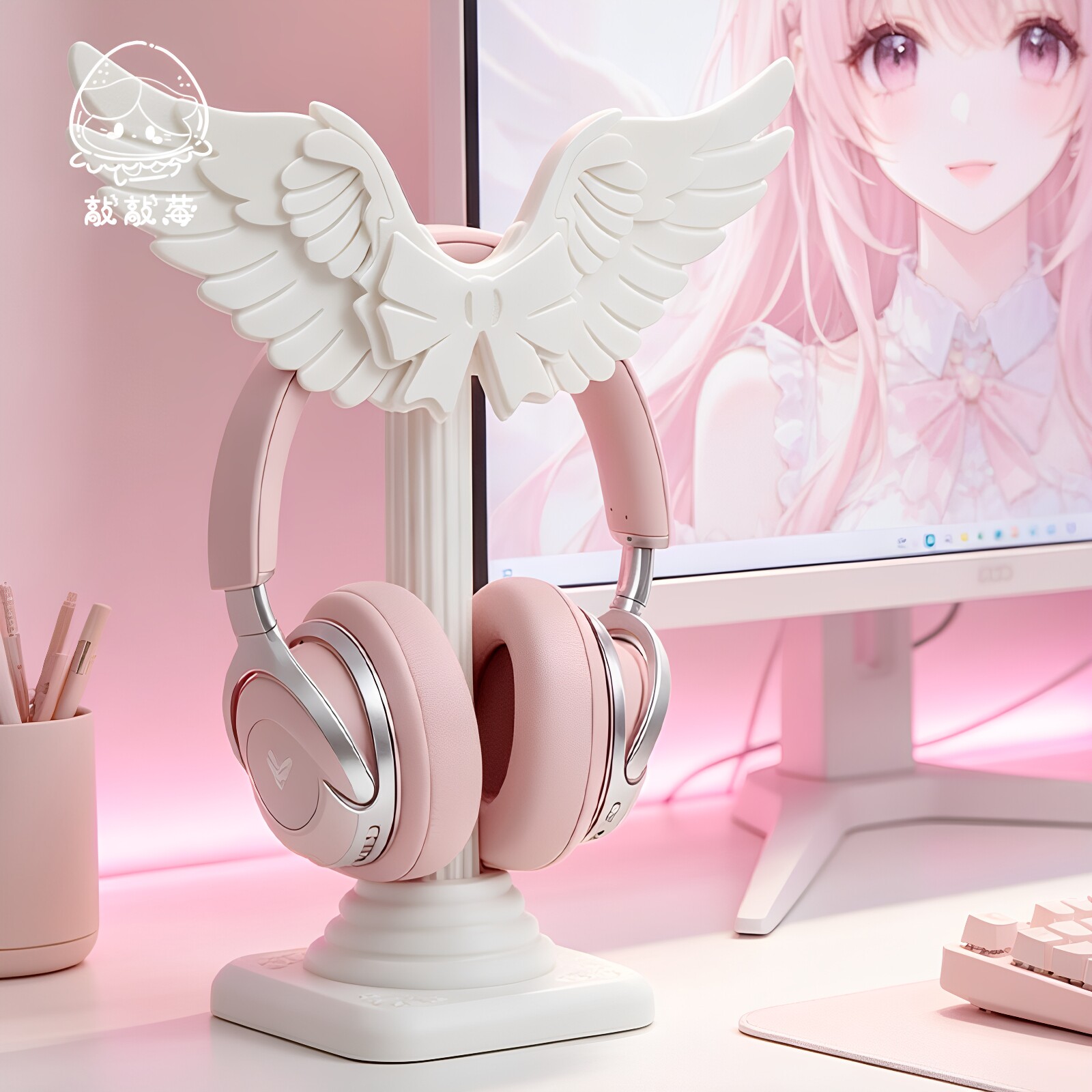 かわいい天使の羽根型ヘッドセットスタンド。3Dプリント製、ロ - Headset Stand のレビューと価格