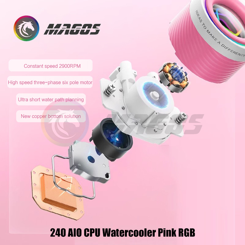 240 AIO CPU ウォータークーラー ピンク RGB  - Pc Water Cooling のレビューと価格