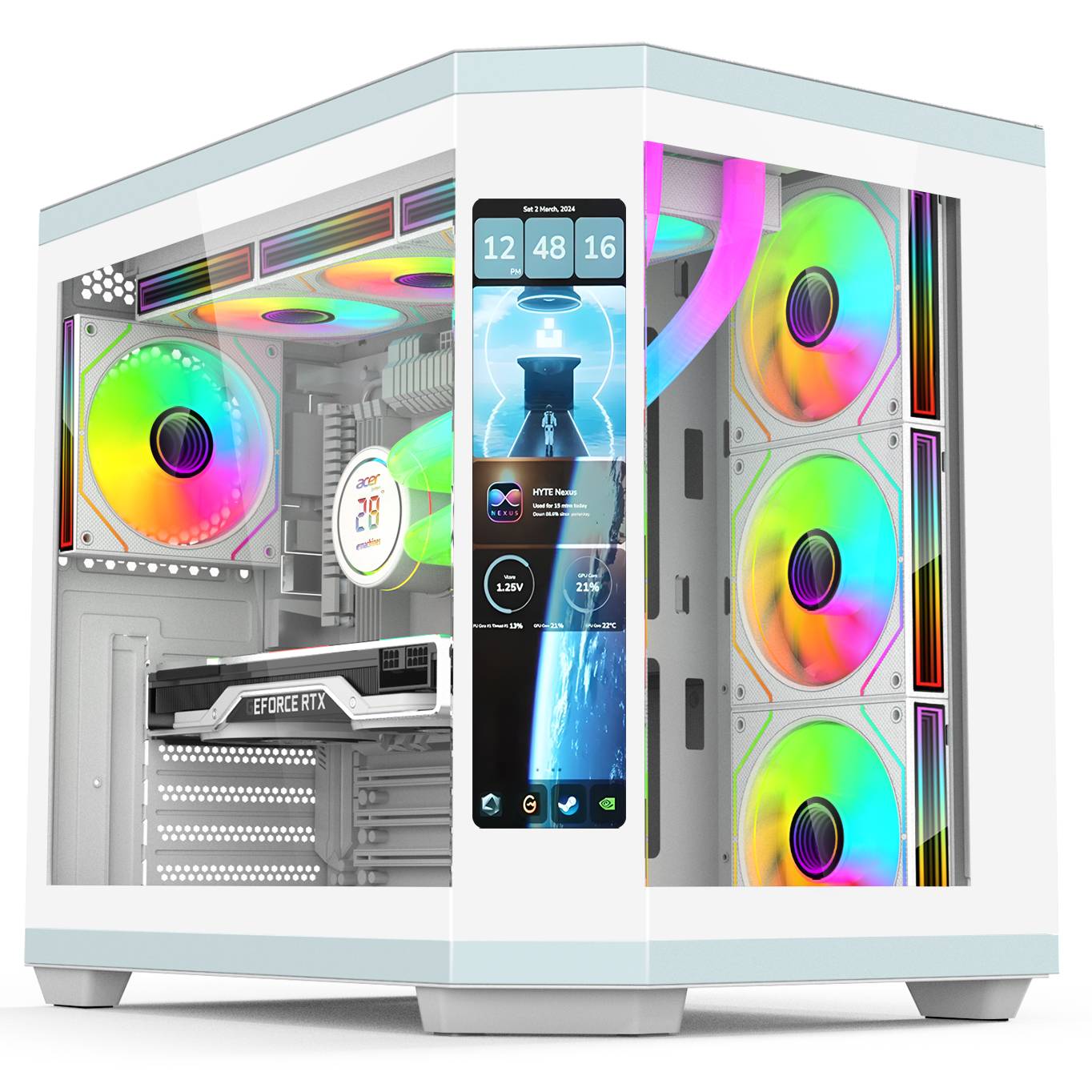 フルタワー型白黒ATXゲーミングコンピューターケース＆タワー - Pc Gaming White のレビューと価格